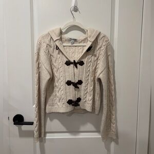 Urban Outfitters Cream Cable Knit Sweater with Toggle Closures